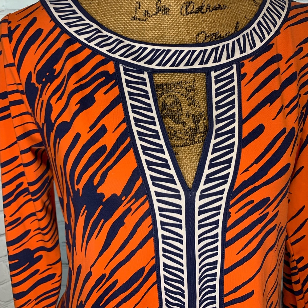 Tracy Negoshian orange & blue tunic dress 
Medium
